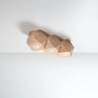 Surface spotlight Mion 3 lights, natural wood