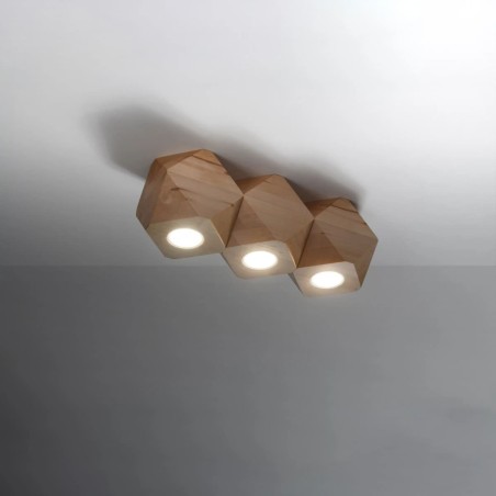 Surface spotlight Mion 3 lights, natural wood