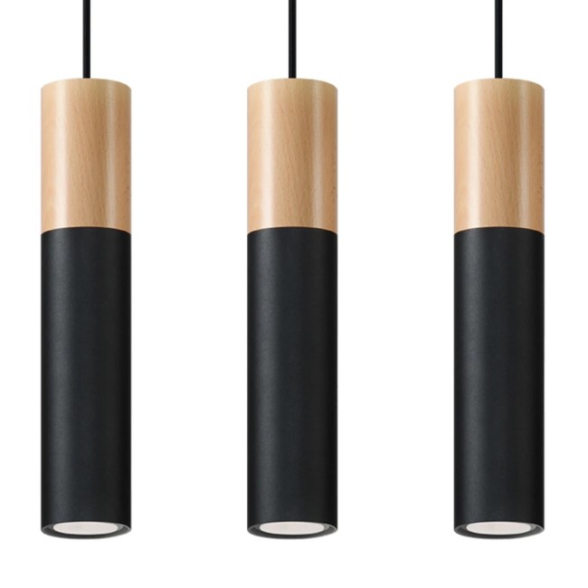 Pendant lamp Vira black, 3 lights