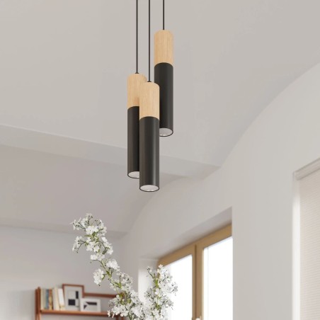Pendant lamp Vira black, 3 lights