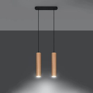 Pendant lamp Zori, 2 lights, natural wood