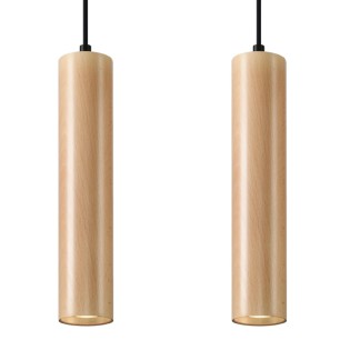 Pendant lamp Zori, 2 lights, natural wood