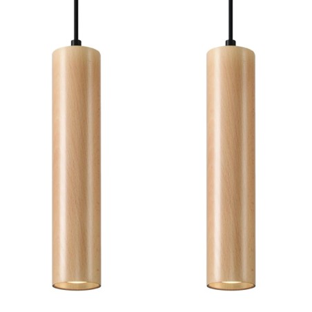 Pendant lamp Zori, 2 lights, natural wood