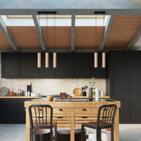 Pendant lamp Zori, 2 lights, natural wood