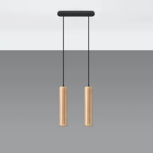 Pendant lamp Zori, 2 lights, natural wood