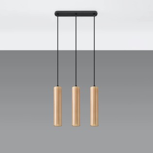Pendant lamp Zori, 3 lights, natural wood