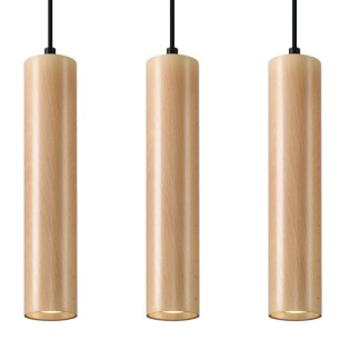 Pendant lamp Zori, 3 lights, natural wood