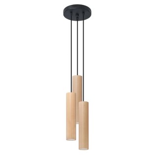 Pendant lamp Zori, 3 lights, natural wood