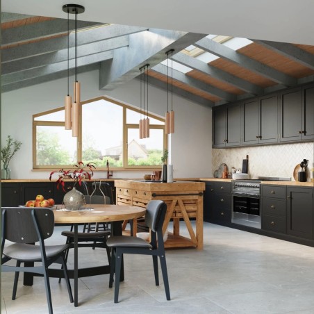 Pendant lamp Zori, 3 lights, natural wood