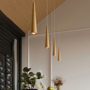 Pendant lamp Vovo, 1 light, natural wood