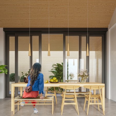 Pendant lamp Vovo, 1 light, natural wood