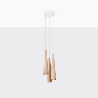 Pendant lamp Vovo, 3 lights, natural wood