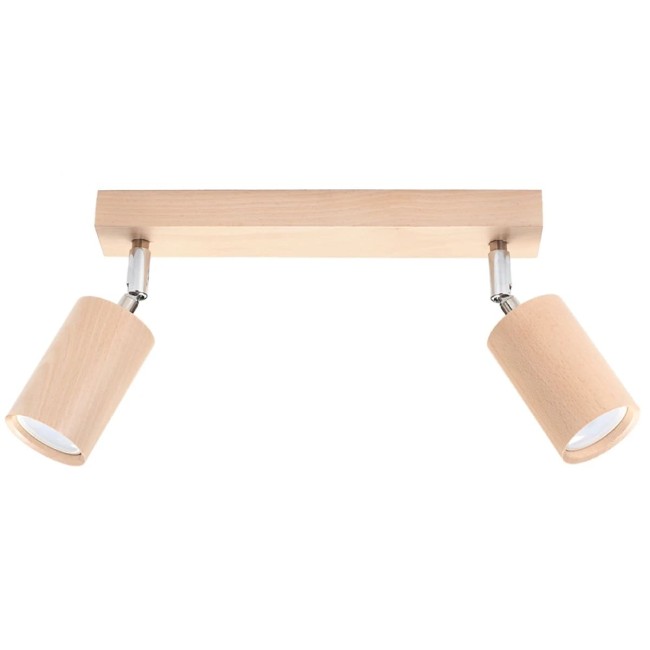 Ceiling spotlight Orel, 2 lights, natural wood