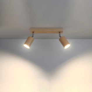 Ceiling spotlight Orel, 2 lights, natural wood