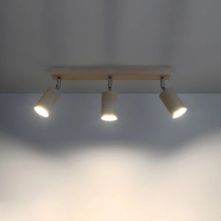Ceiling spotlight Orel, 3 lights, natural wood