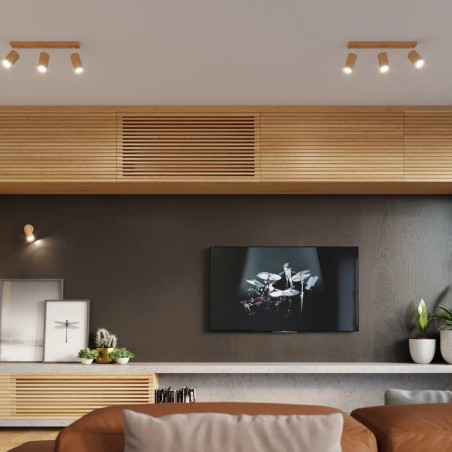 Ceiling spotlight Orel, 3 lights, natural wood