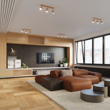 Ceiling spotlight Orel, 3 lights, natural wood