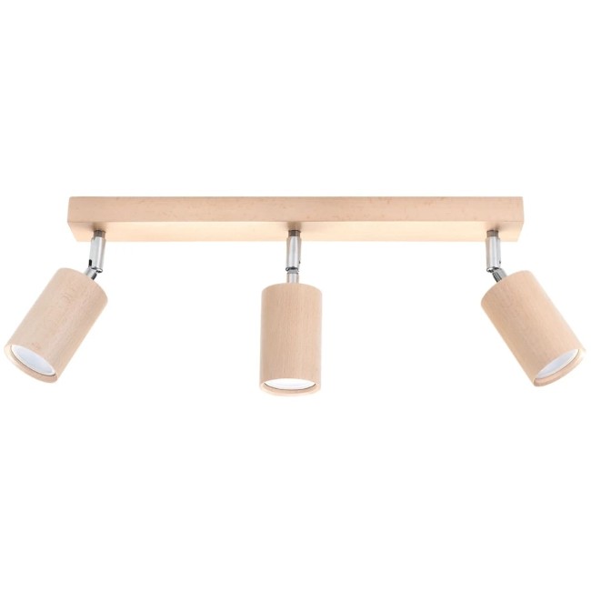 Ceiling spotlight Orel, 3 lights, natural wood