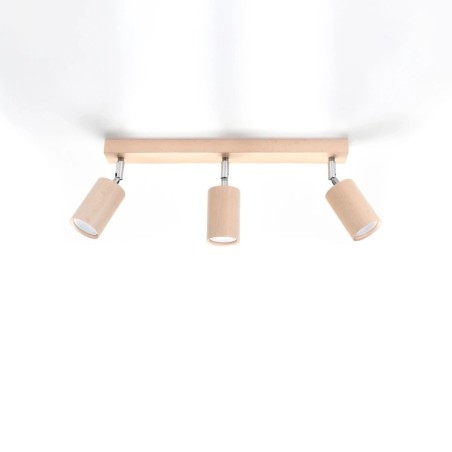 Ceiling spotlight Orel, 3 lights, natural wood