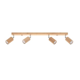 Ceiling spotlight Orel, 4 lights, natural wood