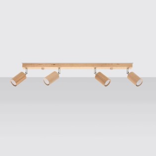 Ceiling spotlight Orel, 4 lights, natural wood
