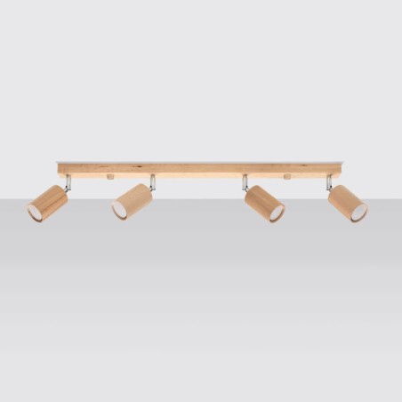 Ceiling spotlight Orel, 4 lights, natural wood