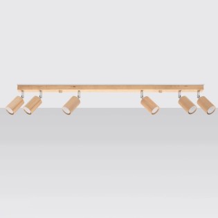 Ceiling spotlight Orel, 6 lights, natural wood