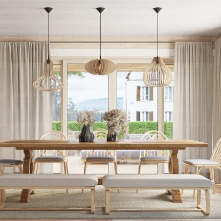 Pendant light Onaeko, natural wood