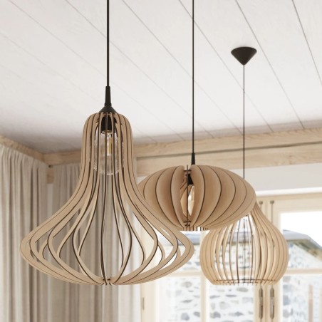 Pendant light Onaeko, natural wood