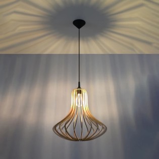 Pendant light Onaeko, natural wood