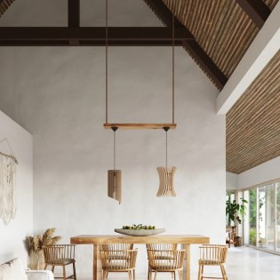 Pendant light Zoin, natural wood