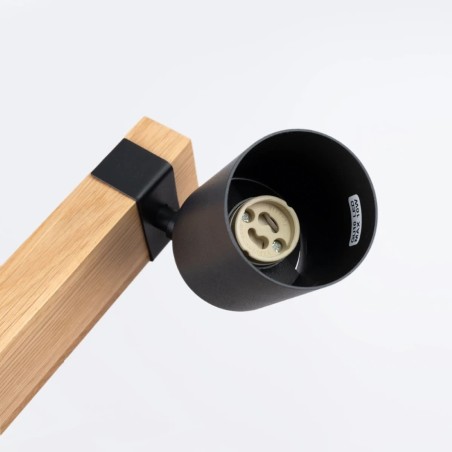 Ceiling spotlight Domovi 2 lights, black and natural wood