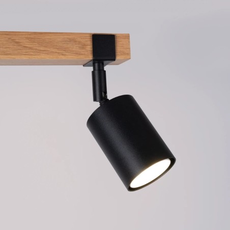 Ceiling spotlight Domovi 2 lights, black and natural wood