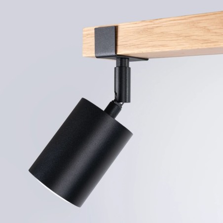 Ceiling spotlight Domovi 2 lights, black and natural wood