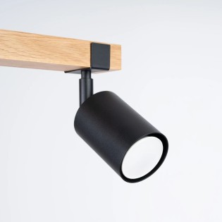 Ceiling spotlight Domovi 2 lights, black and natural wood