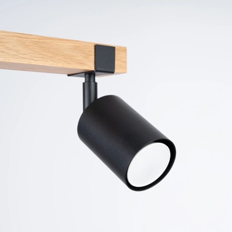 Ceiling spotlight Domovi 2 lights, black and natural wood