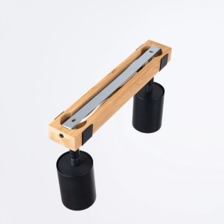 Ceiling spotlight Domovi 2 lights, black and natural wood
