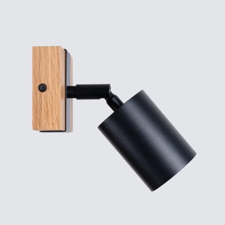 Wall light Domovi, black and natural wood