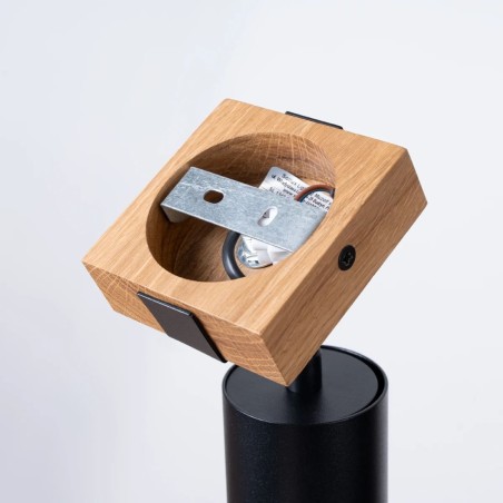 Wall light Domovi, black and natural wood