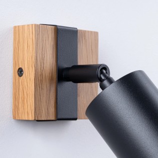Wall light Domovi, black and natural wood
