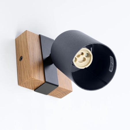 Wall light Domovi, black and natural wood