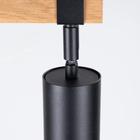 Ceiling spotlight Domovi 4 lights, black and natural wood