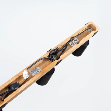 Ceiling spotlight Domovi 4 lights, black and natural wood