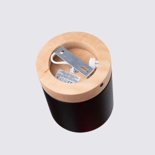 Surface spotlight Umal, black and natural wood