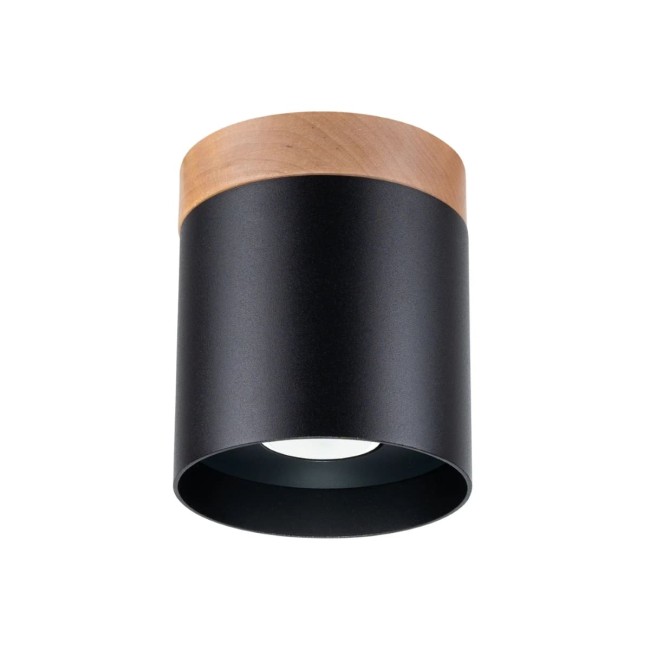 Surface spotlight Umal, black and natural wood