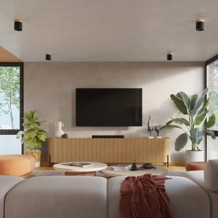 Surface spotlight Umal, black and natural wood