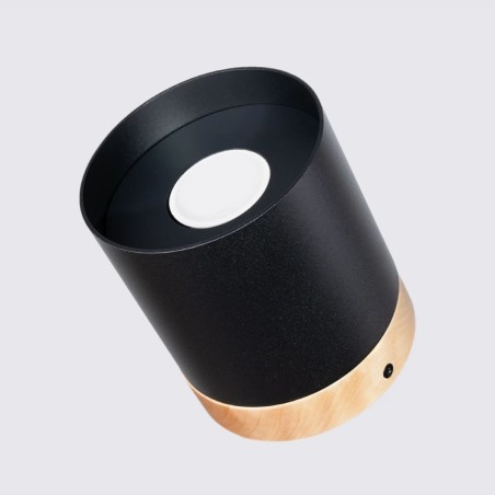 Surface spotlight Umal, black and natural wood