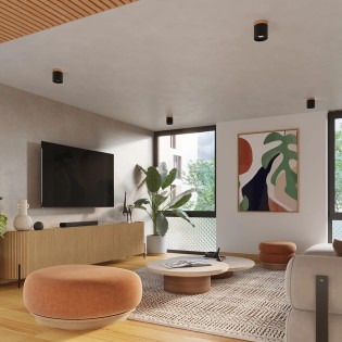 Surface spotlight Umal, black and natural wood