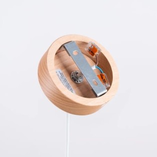 Pendant lamp Aszo, white and natural wood