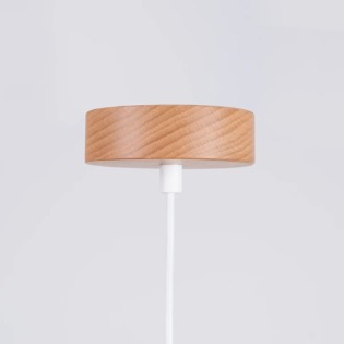 Pendant lamp Aszo, white and natural wood